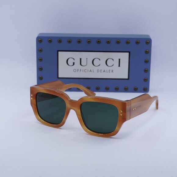 Final Price! Gucci GG1261S 004 Honey Havana/Green Sunglasses